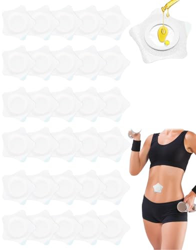 KEMUZ 50 Parches Ombligo Aceite de Ricino Autoadhesivos, Paño Spunlace Absorbente para Desintoxicación, Reductor Abdominal y Mejorar Circulación (Aceite No Incluido)