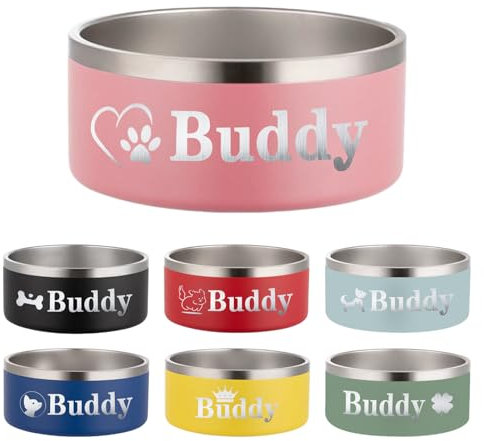 Individuelle Hundenäpfe mit Namen, personalisierbar, lasergraviert, rutschfestes, doppellagiges Design, 304 Edelstahl, Katzen- und Hunde-Futternapf für Haustiere, Geschenke