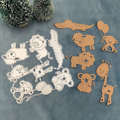 Honsik Metall-Stanzformen, Cartoon-Tiere, Giraffe, Krokodil, Affe, Löwe, Metall-Stanzformen, Stanzschablonen, DIY, Scrapbooking, Fotoalbum, dekorative Prägung, Papier, Kartenherstellung