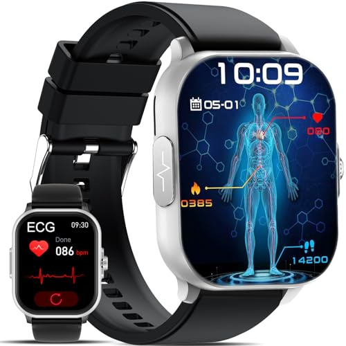 YYKY 2026 Neue Smartwatch mit EKG blutdruckmessung Gesundheitsuhr 2.01 Smart Watch ΒΙυtｚυcker blutdruck Uhr/HRV/24H Herzfrequenz/Schlafmonitor/SpO2/Apnoe/Harnsäure/Telefonfunktion/Wetter iOS Android