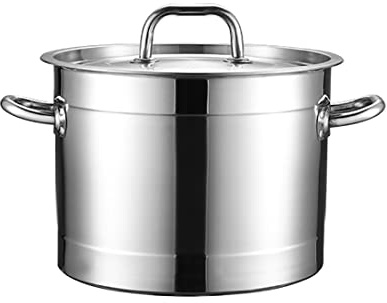 Pentola grande in acciaio inox con coperchio ad alta capacità da 12 litri, compatibile con induzione, resistente, per stufati, zuppe e bollire