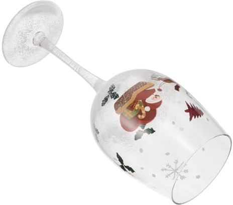 CIYODO 15.7oz Copas De Vino Navideñas Pintadas Mano Cristalería Navideña De Copas De Vino Decorativas Para Celebrar Las Fiestas De Únicas Para Tinto