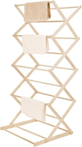 JF HOME BLISS Wooden Clothes Airer – Foldable Wooden Clothes Horse Laundry Drying Rack, Portable Indoor & Outdoor Horse for Space-Saving Clothes Drying