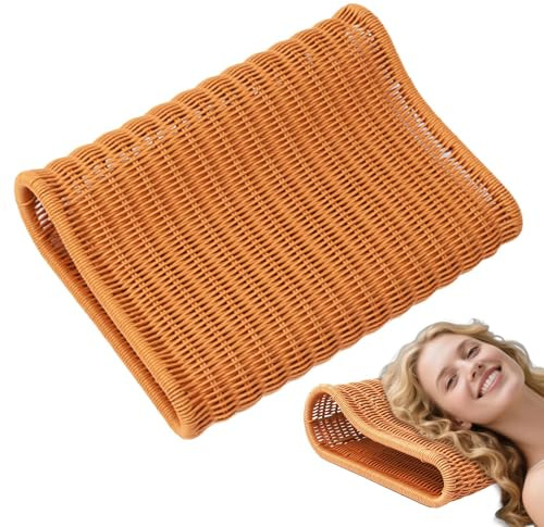 yybng Coussin De Siège pour Sauna | Oreiller en Rotin Artificiel Confortable Tissé - Appui Tête Lavable en Machine Tissé À La Main pour Cou Épaules Dos Femmes Sommeil Lit Et Salle De Bain