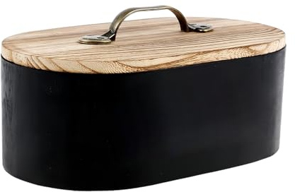 Stempelhalter für Badezimmer | Organizer aus Holz mit Deckel für weibliche Produkte | Badzubehör dekorativ für Haarnadeln Medikamente Baumwollkugeln Kosmetik Vanity, Schwarz, Se référer au descriptif