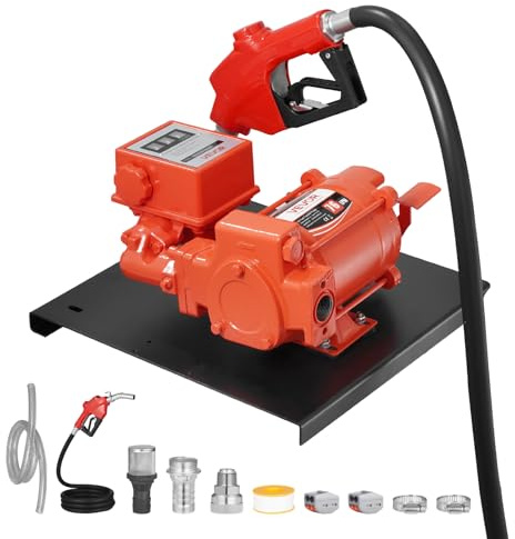 VEVOR Bomba de Transferencia de Combustible, 76 L/min, con Medidor, Boquilla de Combustible con Apagado Automático y Manguera de Descarga, Alto Caudal para Gasolina, Diésel, Queroseno, Biodiésel
