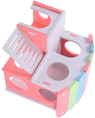 VICASKY Maison pour Hamster Bois avec Échelle Cachette Double Niveau pour Petits Rongeurs Accessoire pour Cage de Cobaye et Rat Villa de Jeu et Repos