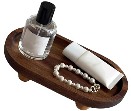 Asukohu Élégant bol à bijoux ovale en bois pour parfums, bouteilles de parfum, bijoux, organisateur de table, organisateur de parfum