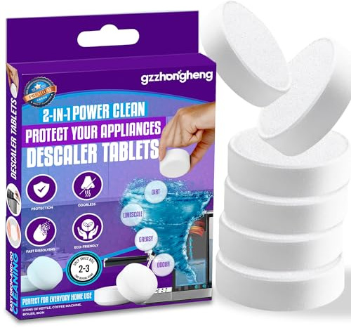 GZZHONGHENG Kettle Descaler Tablets – Pack of 4 (24 Tablets) | Fast-Acting Limescale Remover for Kettles & Coffee Machines | Universal Descaling Tablets for Espresso, Pod Machines & Steam Irons