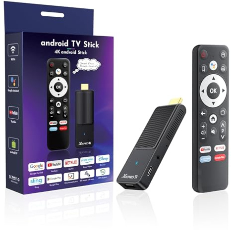 Clé TV Android 14.0, Ultra 4K HD Android Box Smart TV Stick avec télécommande vocale 2 Go de RAM 16 Go de ROM Puce RK3518 Double WiFi 6 2.4 et 5.8 Bluetooth 5.0 HDR10 Support vidéo et audio Noir 2026