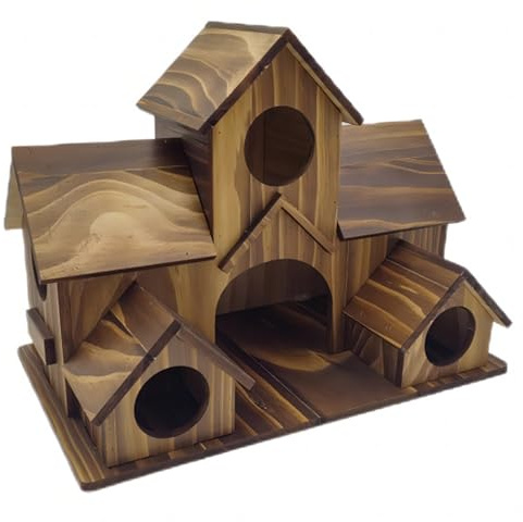 Bemonew fågelholk fågelholk 23 x 14 x 15 cm stora fågelhus i trä väderbeständig 5 hål hängande fågelholkar för utomhus, trädgård, innergård, trädgård