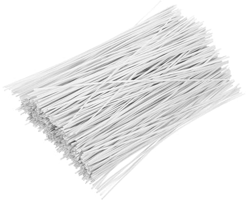 DIYEAH 500 Pezzi Set 500 Fascette Fermacavi da 15 Cm in Filo di Ferro Rivestito Plastica Bianca, Fascette Riutilizzabili per Organizzazione Cavi Casa, Giardinaggio e Ufficio, Legacci