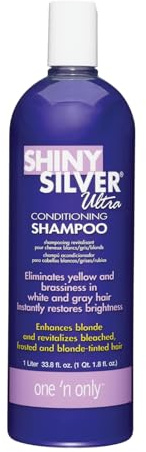 One 'n Only Shiny Silver Purple Shampoo - Argan Oil Toning Hair Shampoo for Blonde, Gray, White & Highlighted Hair - Moisturizes, Brightens & Reduces Brassiness (1 Liter)