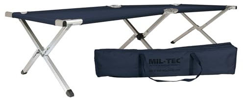 Mil-Tec US Feldbett mit Alu-Gestell (190x65x40cm) • Faltbares Feldbett inkl. Tragetasche • Outdoor Camping • Als Army Campingbett, Zeltbett, Campingliege, Gästebett, Notbett, Dunkelblau
