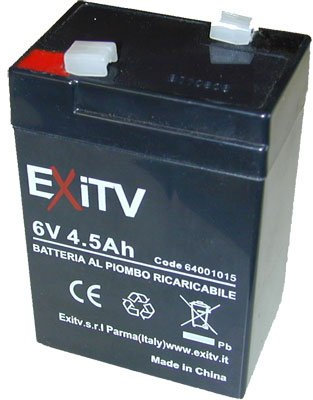 BATTERIA ACCUMULATORE PIOMBO 6V 4,5A