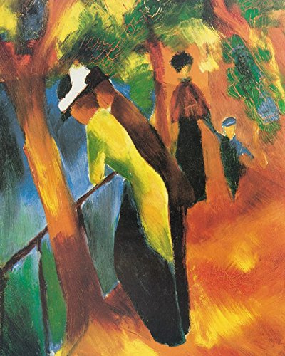 1art1 August Macke Poster Sonniger Weg, 1913 Bilder Leinwand-Bild Auf Keilrahmen | XXL-Wandbild Poster Kunstdruck Als Leinwandbild 50x40 cm
