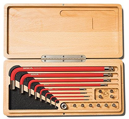 SILCA HX-One Jeu de clés Allen pour la Maison | KIT d'outils pour clé en L | Tournevis magnétique de 6 mm pour Embouts 1/4 Inclus | Métrique Hex/TORX | Boîtier en Bois usiné CNC