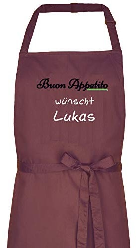 Wolimbo Kochschürze mit Namen - braun - Grillschürze Küchenschürze personalisiert mit verstellbarem Nackenband - Schürze selbst gestalten mit Motiv