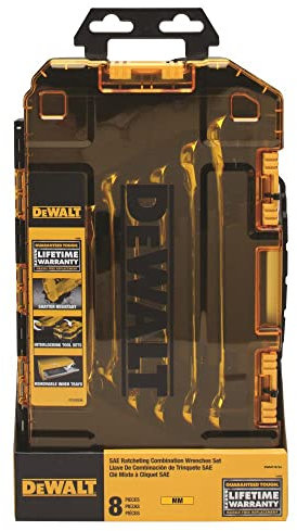 DEWALT Ratcheting Wrench Set, Metric, 8-Piece (DWMT74734),Silver