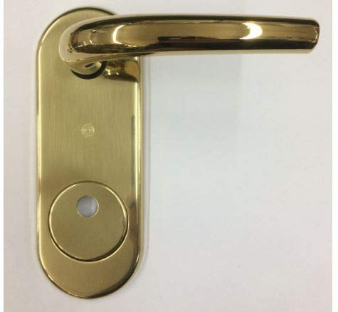 KIT COMO SECUREMME PLACCA+MANIGLIA OTTONE LUCIDO SINGOLA PER PORTA BLINDATA Q8 FORO CILINDRO PREDISPOSTO PER POMO PZ 1