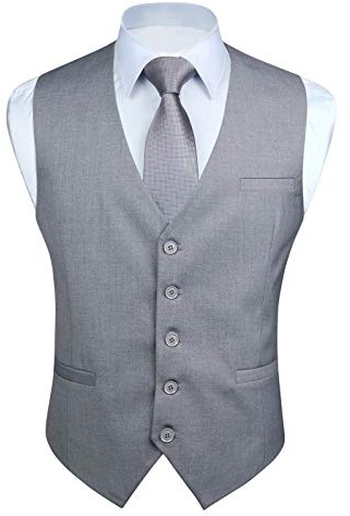 HISDERN Herren Formale Hochzeit Party Weste Baumwolle Einfarbig Weste
