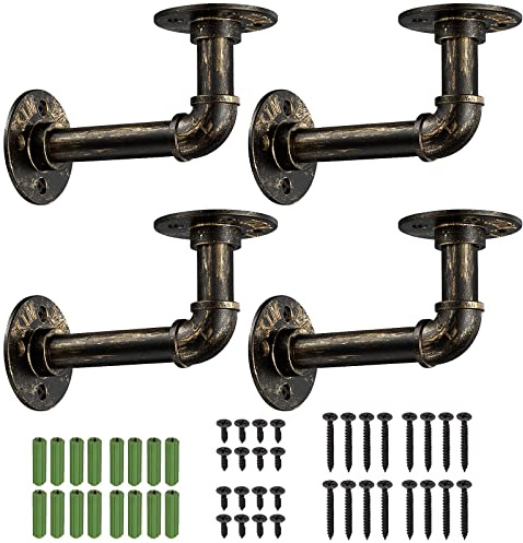Regal Halterungen, Tanice 4 Stück Rohr Regalhalterungen industrielles Regal Vintage Wandmontage schwebende Regale mit Schrauben, Bronze