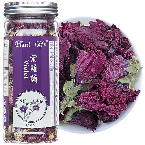 PlantGift Dried Violets 35g/1.23oz 紫罗兰 Violet Flower, Sweet Violet Tea， Edible Dried Flowers, Violet Leaf Tea, Natural Food Coloring