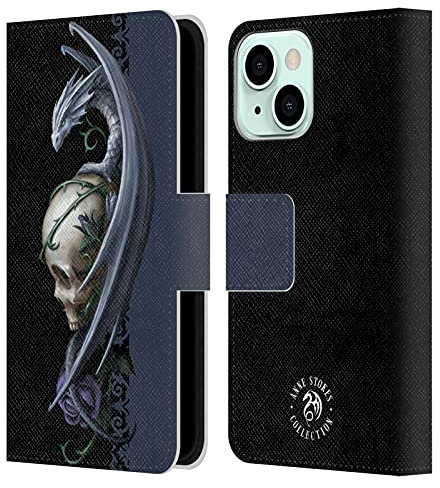 Head Case Designs Licenza Ufficiale Anne Stokes Teschio E Rosa Draghi 2 Custodia Portafoglio in Pelle Compatibile con Apple iPhone 13 Mini