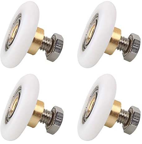 4pcs Shower Door Rollers, 19mm Sliding Shower Doors Wheels Replacement Roller Runner Wheel Home Bathroom DIY Replacement Parts fit Glass Holes