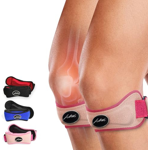 Von Ärzten Entworfen Patellasehnenbandage, stützende Kniebandage Sport, Tennis, Volleyball, Wandern, Joggen Zubehör, Kniestütze für Meniskus, Patellasehnenentzündung, Läuferknie, Pink, 2-er Pack