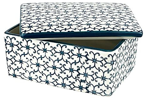 Bloomingville Butterdose Kristina – Farbe 250 g L 13 x H 6 x B 10 cm, Blau, Keramik