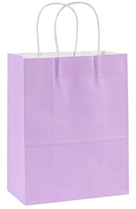 100 Stück Papiertragetasche, Kraftpapiertüten mit Henkel Geschenktüten Papier Kraftpapier Brottüten für Weihnachten Geburtstag Hochzeit Babyparty Erntedankfest Halloween Muttertag-7-15x8x21cm