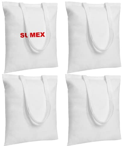 Sumex Sublimation Blanks Canvas Tote Bags, 4 PCS 35×40cm Polyester wiederverwendbare Einkaufs-Leinwand-Tasche für Hitze Presse
