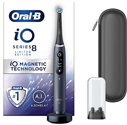 Oral-B iO8 Electric Toothbrushes For Adults, Gifts For Women / Men, App Connected Handle, 1 Toothbrush Head & Travel Case, 6 Modes with Teeth Whitening, 2 Pin UK Plug, Limited Edition