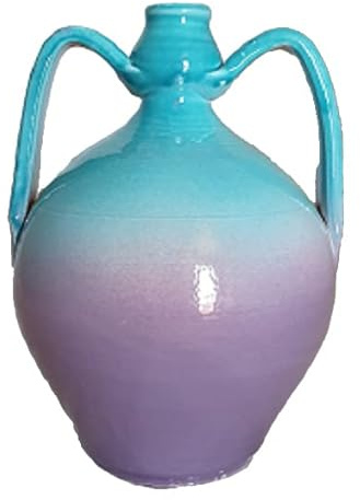 Ceramiche Angela Rinaldi Anfora Turchese e Lilla in Ceramica di Vietri Dipinta a Mano Altezza cm 25 Maiolica Oggetto Design Giara Terracotta