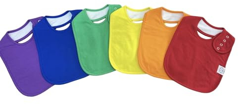 Isabeli Organic Cotton Toddler Drool Bibs 6 Pack - Rainbow