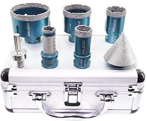 MINLAYCUT Diamond Core Drill Bits Set - 25/35/50/68mm+20MM Finger Bit+50MM Tile Chamfer Bit+Hex Adapter for Porcelain Ceramic Tile Granite Marble