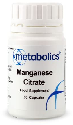 Manganese Citrate 17.7mg – 90 Vegan Capsules | Supports Energy, Bone Health & Antioxidant Protection | High Absorption Trace Mineral Supplement | UK Made | Metabolics
