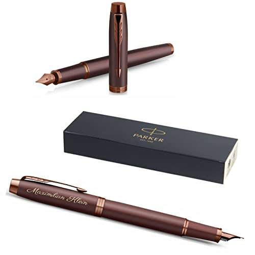 PARKER IM Monochrome Füllfederhalter mit Gravur | Premium Stift | Geschenkbox | blaue Pantrone | edel | personalisiertes Geschenk | Namen | graviert | Jahrestag | Geburtstag (Burgundy)