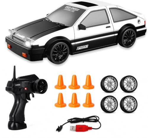 Siereolly Voiture télécommandée RC Drift Car 1:24 - 2,4 GHz - 15 km/h - 4WD - Avec phares de travail - Cadeau pour adultes et enfants