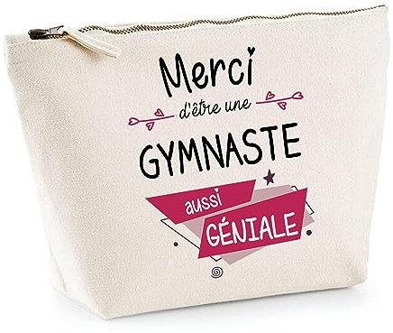 Trousse Merci Gymnaste géniale | Idée Cadeau Collègue Travail Retraite Pochette Maquillage Toilette