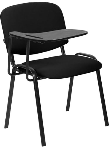 CLP Stuhl Ken XL mit Klapptisch I Stoff-Bezug I Konferenzstuhl Bis 150 KG Belastbar | Farbe schwarz