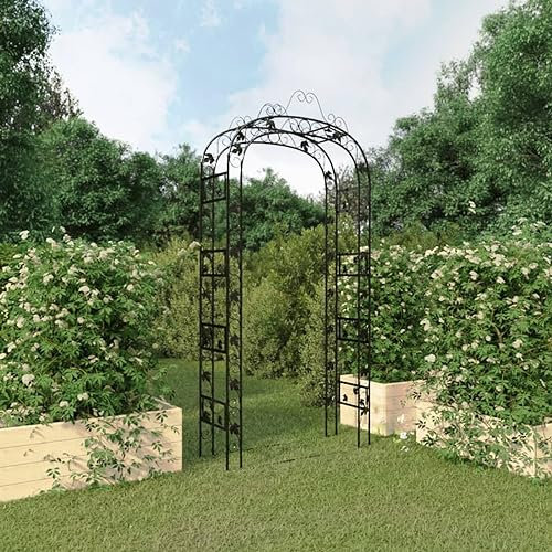 ZEYUAN Gartenbogen Schwarz 116x45x240 cm Stahl, Rosenbogen, Rankhilfe Rosen, Rankgitter, Kletterhilfe Für Pflanzen Draussen