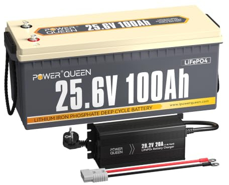 Power Queen 24V 100Ah LiFePO4 Lithium Batterie mit 29.2V 20A LiFePO4 Ladegerät Kombination Verkauf für Camping Wohnmobil Home Energy Storage Off-Grid System