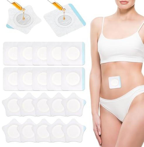 20 Stücke Rizinusölpackung für Bauchknopf, Eingebundene Selbstklebende Rizinusölflecken Rizinusöl Kompress Pads Hochsaugende Rizinusölpolster (Öl Nicht Enthalten)