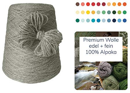 100% Alpaka 500 Gramm günstige Wolle zum Stricken Strickwolle Handstrick Wolle Alpakawolle Stricken Häkeln Garn kratzfrei Nadel 3 3,5 4 5 - Beige Stein