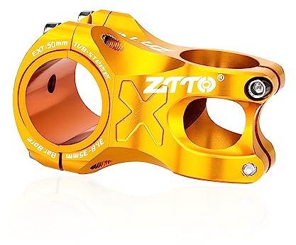 CaFfen Lenkervorbau MTB Hochfester, Leichter Fahrradvorbau, CNC-Aluminiumlegierung, 0-Grad-Anstieg for 35 mm/31,8 mm Fahrradlenker Fahrrad Vorbau(50mm Gold)