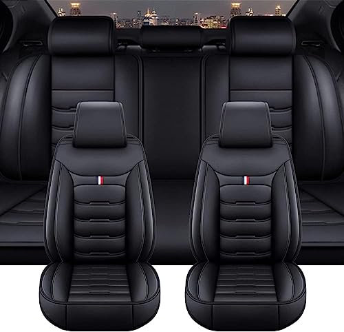 Schonbezüge Für Autositze Für VW Caddy 2K IV III 2003-2024, Autositzbezüge Leder, Wasserdicht, Atmungsaktiv Sitzbezug, Komfortabel Und Verschleißfest，Leicht zu reinigen(Black)