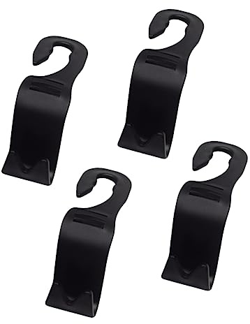 4 Stück Autositzhaken aus Pp für Kopfstützen und Rücksitze Schwarz | Auto Handtaschenhalter, Belastbar und Glatte Oberfläche, Einfache Montage, für Müllbeutel und Taschen