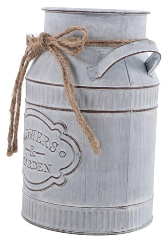 PRETYZOOM Maceta de Hojalata Retro Jarrón de Metal Vintage Florero Antiguo Galvanizado Decoración de Jarra de Leche para Cocina Jarrón de Lata de Leche para Dormitorio Color